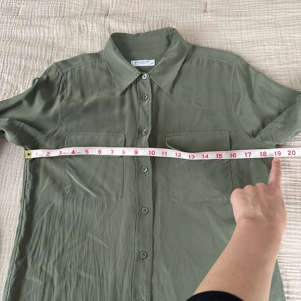 Equipment Olive Green Button Down Small - image 4